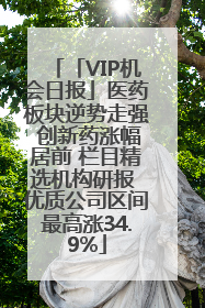 「VIP机会日报」医药板块逆势走强 创新药涨幅居前 栏目精选机构研报 优质公司区间最高涨34.9%