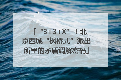 “3+3+X”！北京西城“枫桥式”派出所里的矛盾调解密码