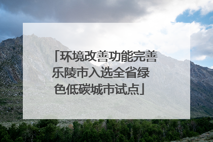 环境改善功能完善 乐陵市入选全省绿色低碳城市试点