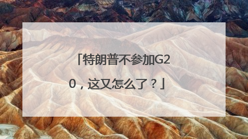特朗普不参加G20，这又怎么了？