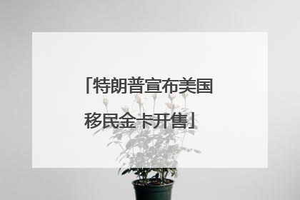 特朗普宣布美国移民金卡开售