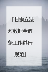 甘肃立法对数据全链条工作进行规范