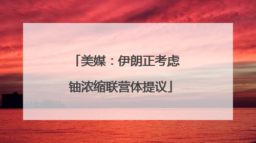 美媒：伊朗正考虑铀浓缩联营体提议