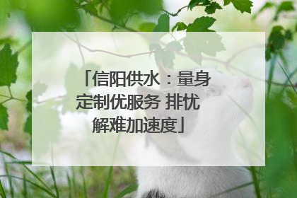 信阳供水：量身定制优服务 排忧解难加速度