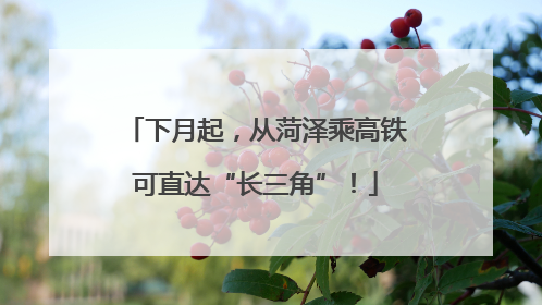 下月起，从菏泽乘高铁可直达“长三角”！