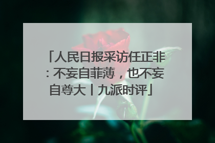 人民日报采访任正非：不妄自菲薄，也不妄自尊大丨九派时评