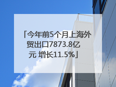 今年前5个月上海外贸出口7873.8亿元 增长11.5%