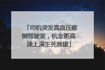 司机突发高血压瘫倒驾驶室，杭金衢高速上演生死救援