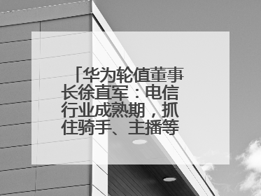 华为轮值董事长徐直军：电信行业成熟期，抓住骑手、主播等成长型需求
