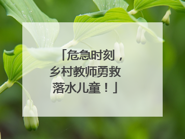 危急时刻，乡村教师勇救落水儿童！