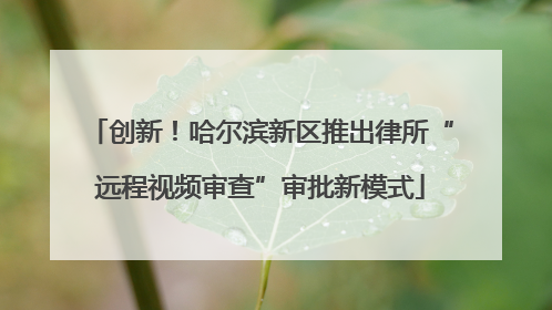 创新！哈尔滨新区推出律所“远程视频审查”审批新模式