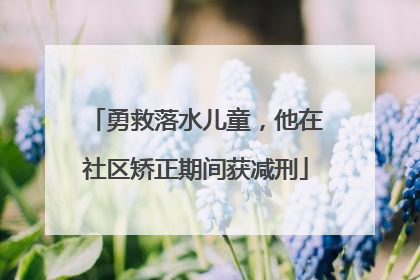 勇救落水儿童，他在社区矫正期间获减刑