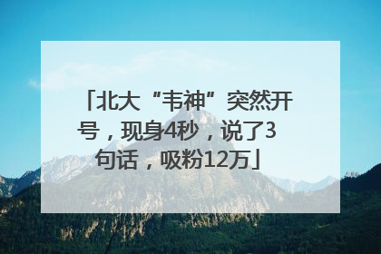 北大“韦神”突然开号，现身4秒，说了3句话，吸粉12万