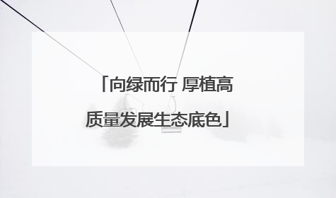向绿而行 厚植高质量发展生态底色