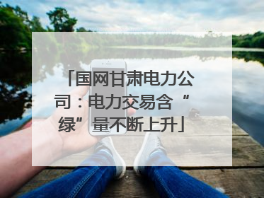 国网甘肃电力公司：电力交易含“绿”量不断上升