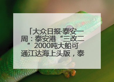 大众日报·泰安一周：泰安港“三改二”2000吨大船可通江达海上头版，泰安房产服务改革经验全省推广