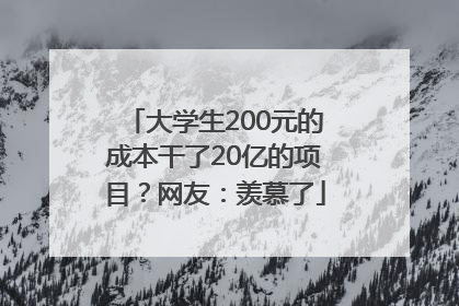 大学生200元的成本干了20亿的项目？网友：羡慕了