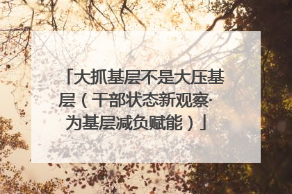大抓基层不是大压基层（干部状态新观察·为基层减负赋能）