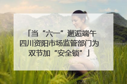 当“六一”邂逅端午 四川资阳市场监管部门为双节加“安全锁”