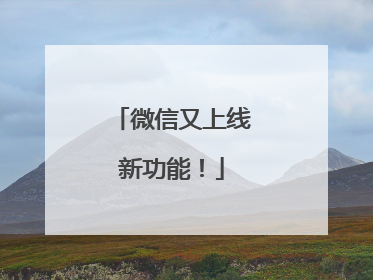 微信又上线新功能！