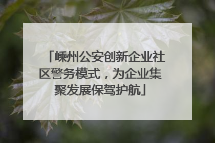 嵊州公安创新企业社区警务模式，为企业集聚发展保驾护航