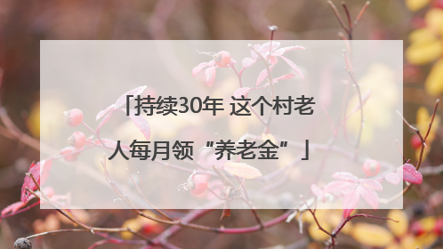 持续30年 这个村老人每月领“养老金”