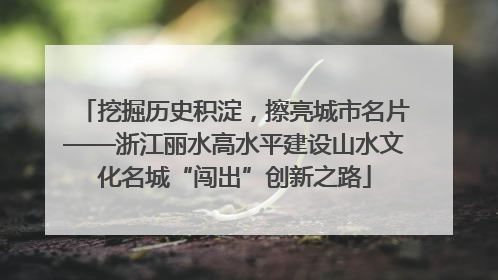 挖掘历史积淀，擦亮城市名片——浙江丽水高水平建设山水文化名城“闯出”创新之路