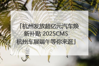 杭州发放超亿元汽车焕新补贴 2025CMS杭州车展端午等你来逛