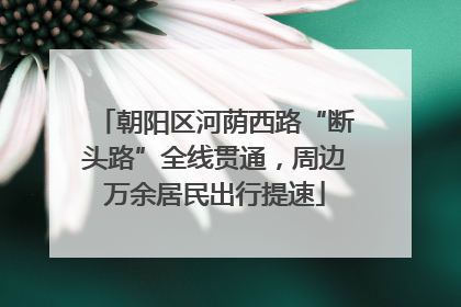 朝阳区河荫西路“断头路”全线贯通，周边万余居民出行提速