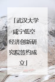 武汉大学·咸宁低空经济创新研究院签约成立