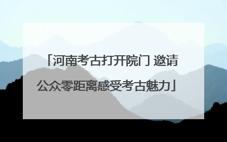 河南考古打开院门 邀请公众零距离感受考古魅力
