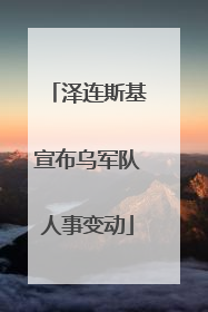 泽连斯基宣布乌军队人事变动