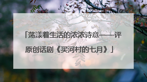 荡漾着生活的浓浓诗意——评原创话剧《买河村的七月》