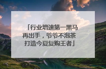 行业增速第一黑马再出手，爷爷不泡茶打造今夏复购王者