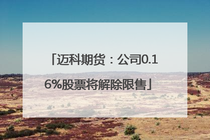 迈科期货：公司0.16%股票将解除限售