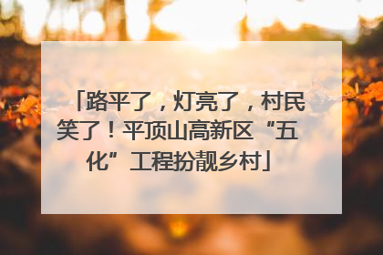 路平了，灯亮了，村民笑了！平顶山高新区“五化”工程扮靓乡村
