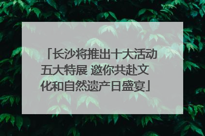 长沙将推出十大活动五大特展 邀你共赴文化和自然遗产日盛宴