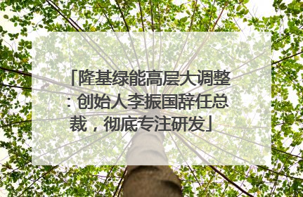 隆基绿能高层大调整：创始人李振国辞任总裁，彻底专注研发