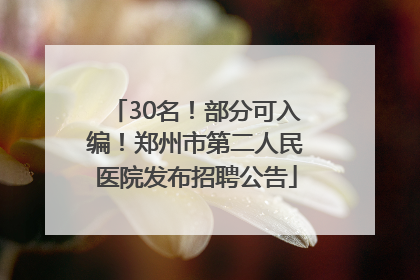 30名！部分可入编！郑州市第二人民医院发布招聘公告