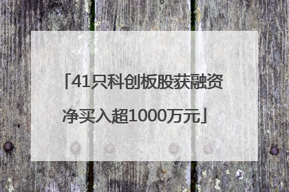 41只科创板股获融资净买入超1000万元