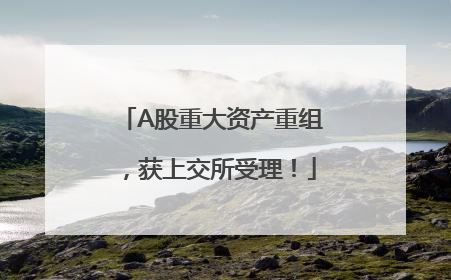 A股重大资产重组，获上交所受理！